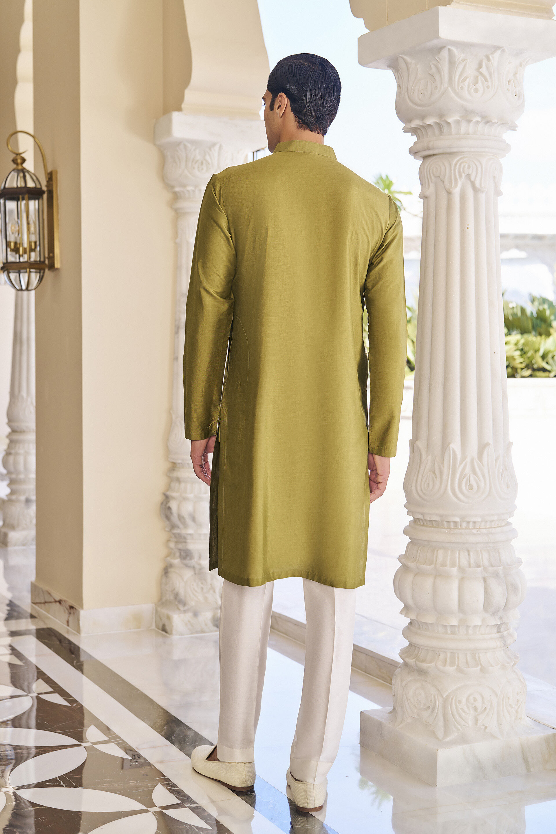 Smyan Green Silk Kurta, Green, image 2
