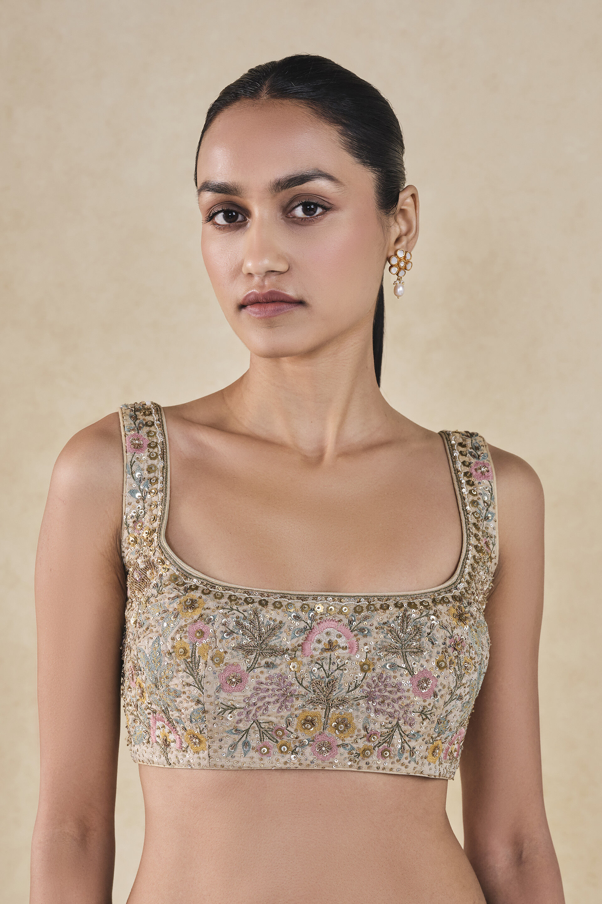 Suramya Embroidered Choli - Gold