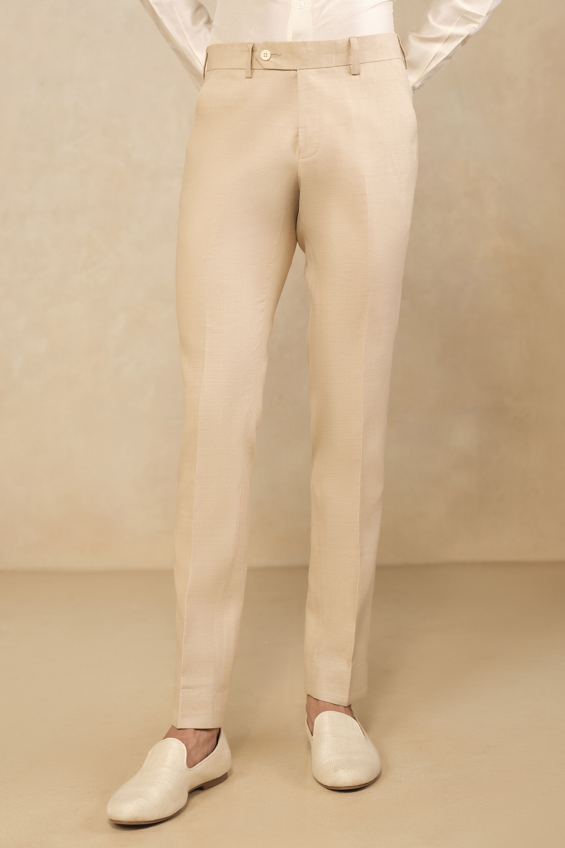 Cream Silk Trousers