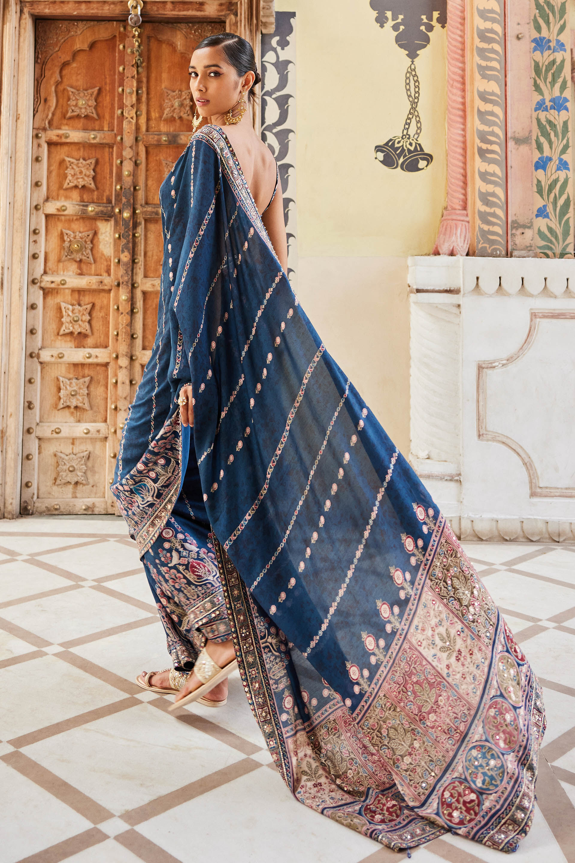 Nuris Saree, Blue, image 4