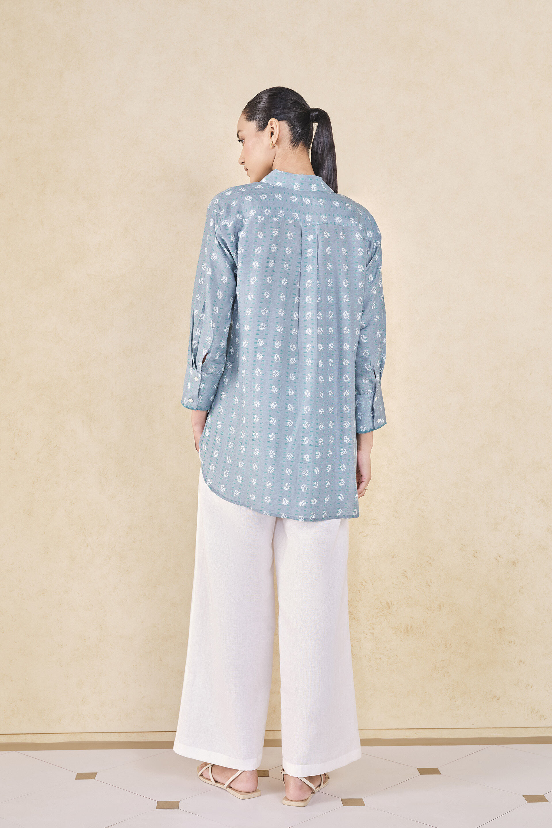 Seaway Hand-block Printed Linen Shirt - Blue
