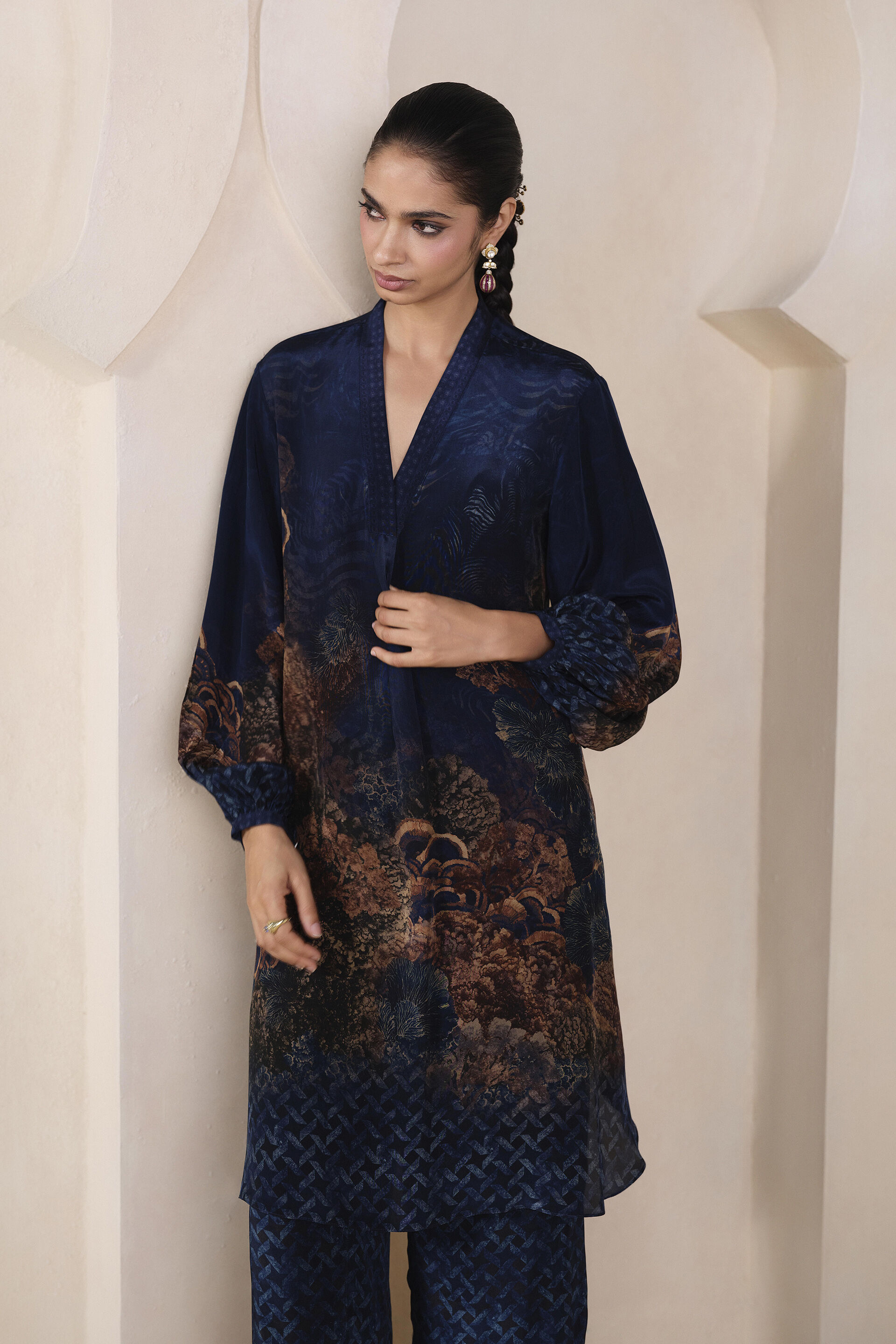 Rhea Printed Co-ord in Blue, Blue, image 3