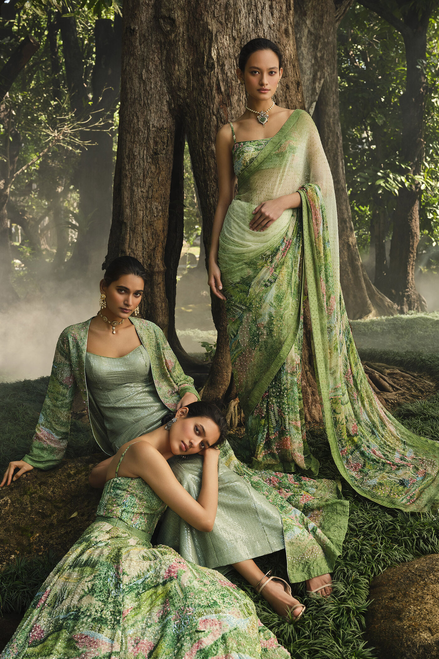 The Liveforest Embroidered Silk Dress - Green The Liveforest Embroidered Silk Dress - Green