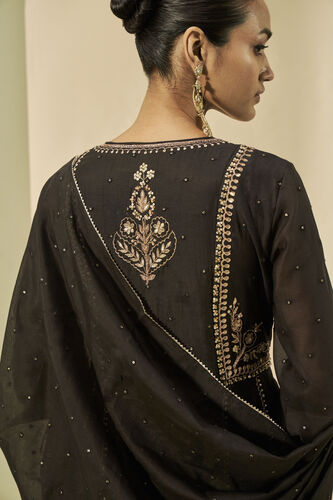 Shahla Gota Patti Embroidered Mull Suit Set - Black, Black, image 6
