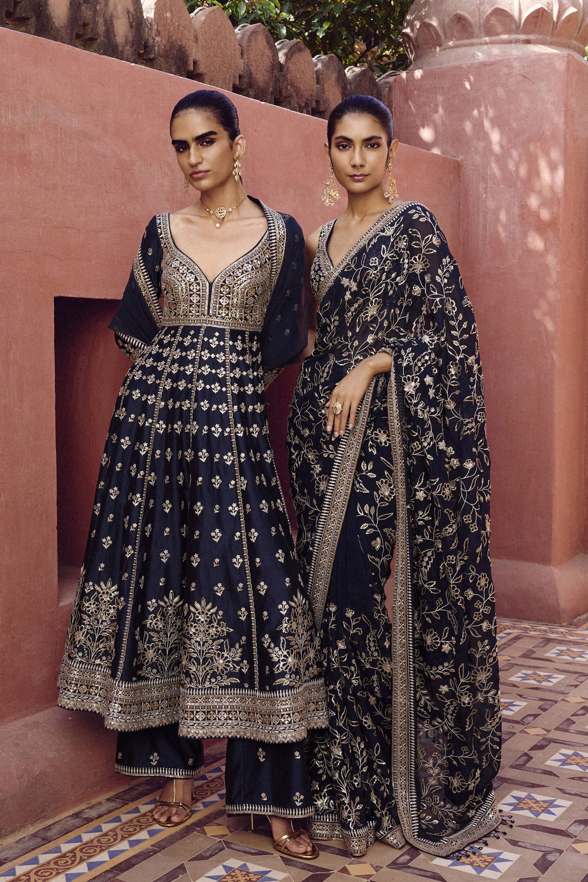 Triyama Embroidered Georgette Saree - Blue, Blue, image 6