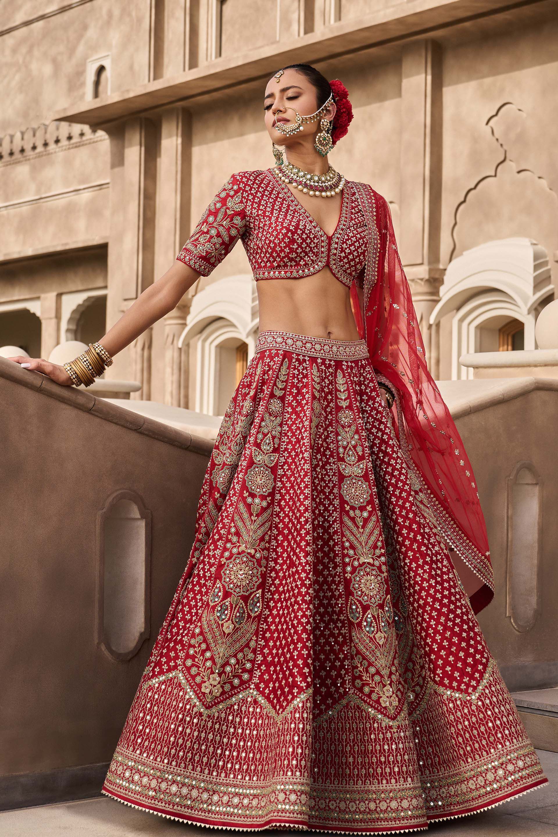 Anita dongre red lehenga sale