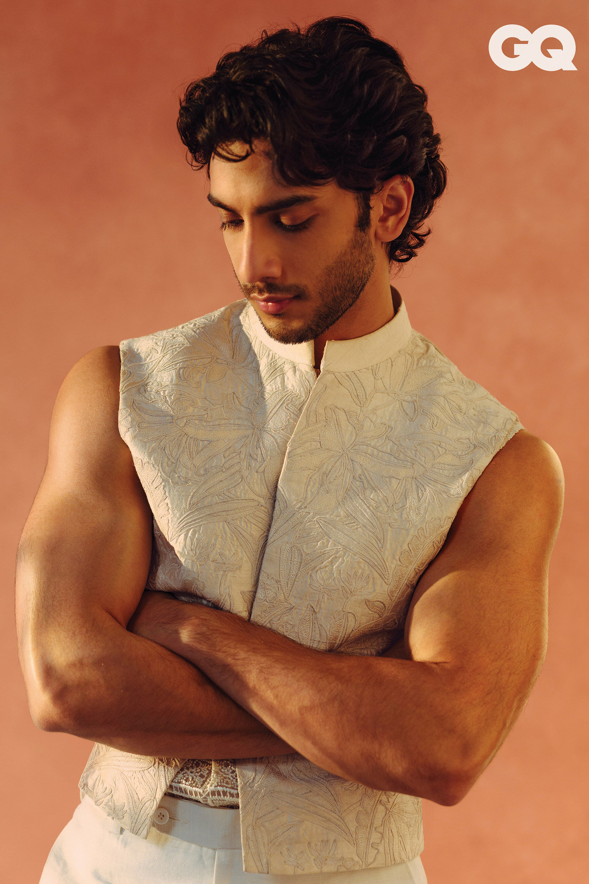 Fintan Embroidered Cord Silk Jacket Set - Ivory