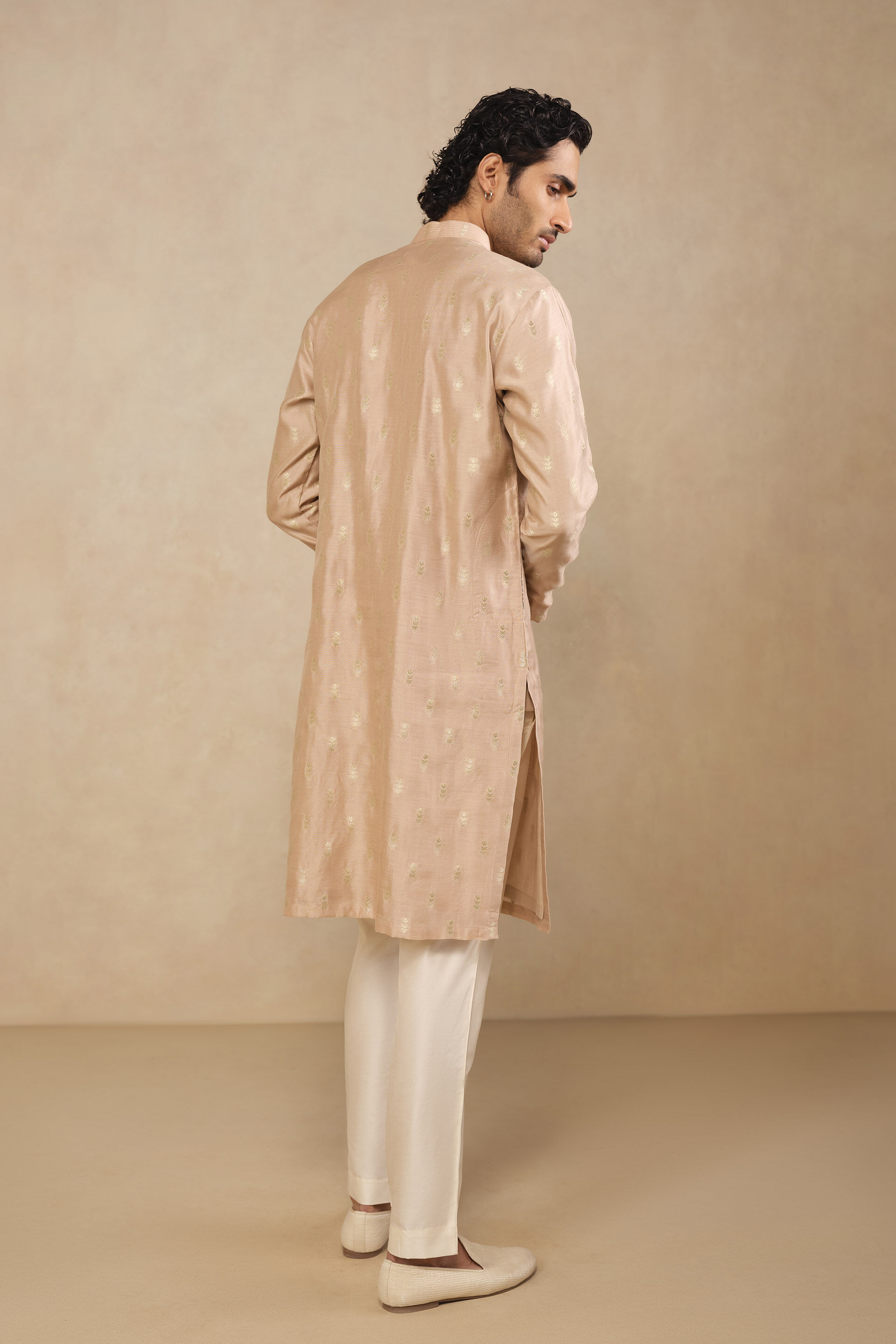 Aryam Woven Benarasi Kurta - Champagne