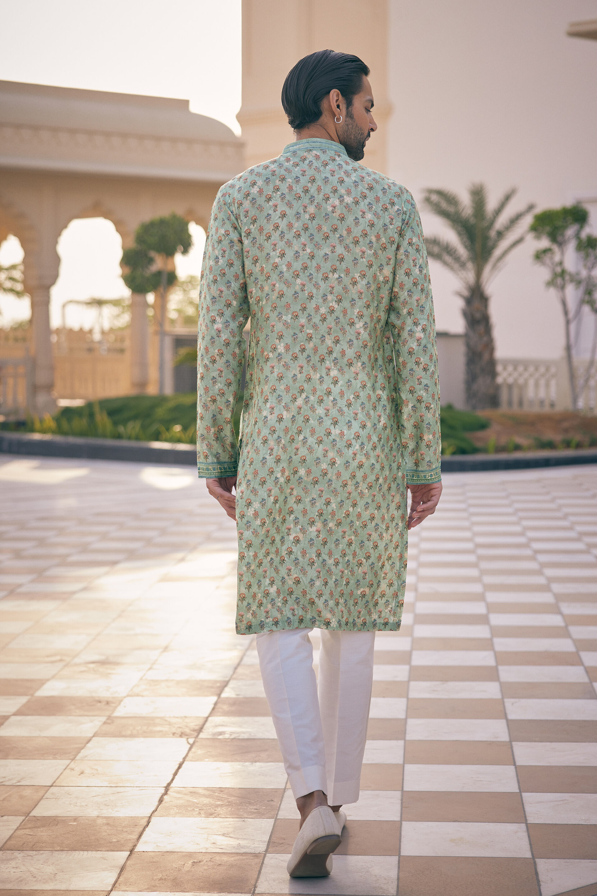 Anbar Silk Kurta - Sage