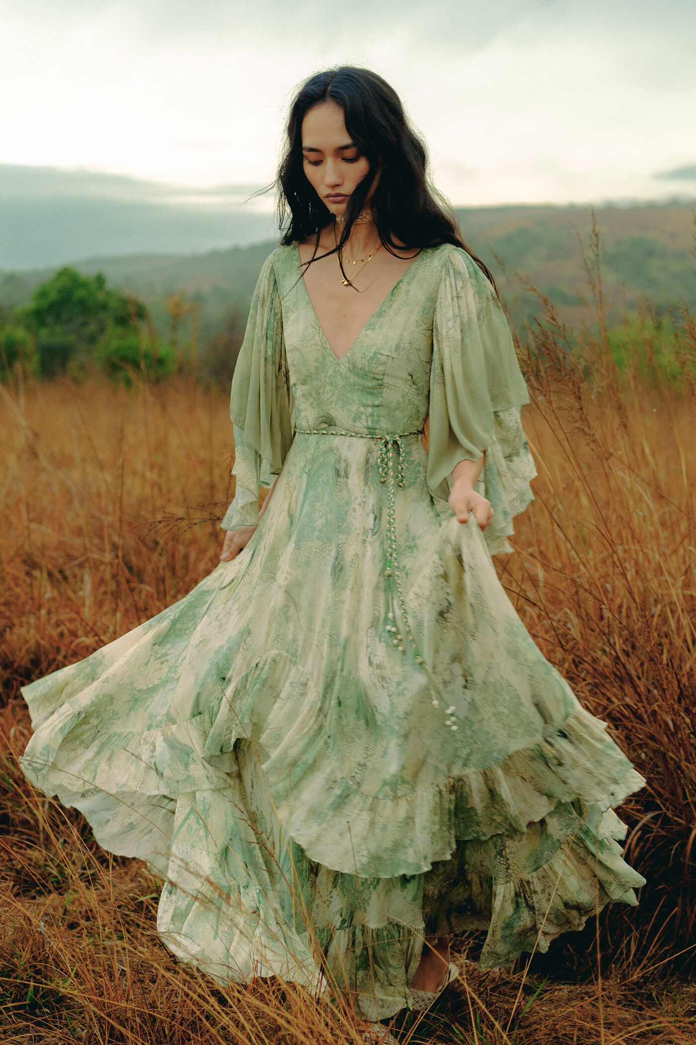 sage designer dress Buy Sage Green Fully Dyed With Machine Embroidered Details Dress by Designer PAULMI & HARSH Dresses Green Silk Casual Wear Contemporary Wear Day Wear