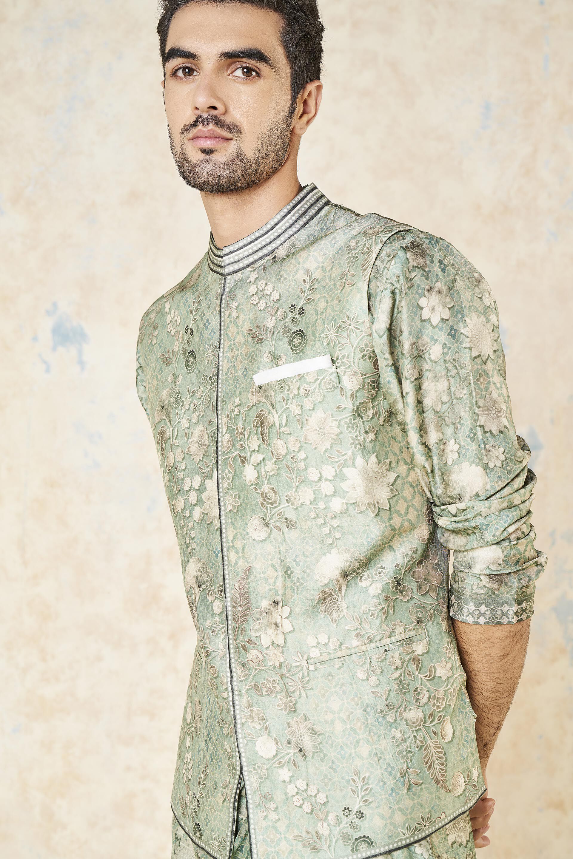 Elina fashion Men's Indian Satin Nehru Jacket | Printed Bandhgala Jodhpuri  Sleeve Less ONLY Waistcoat at Amazon Men's Clothing store