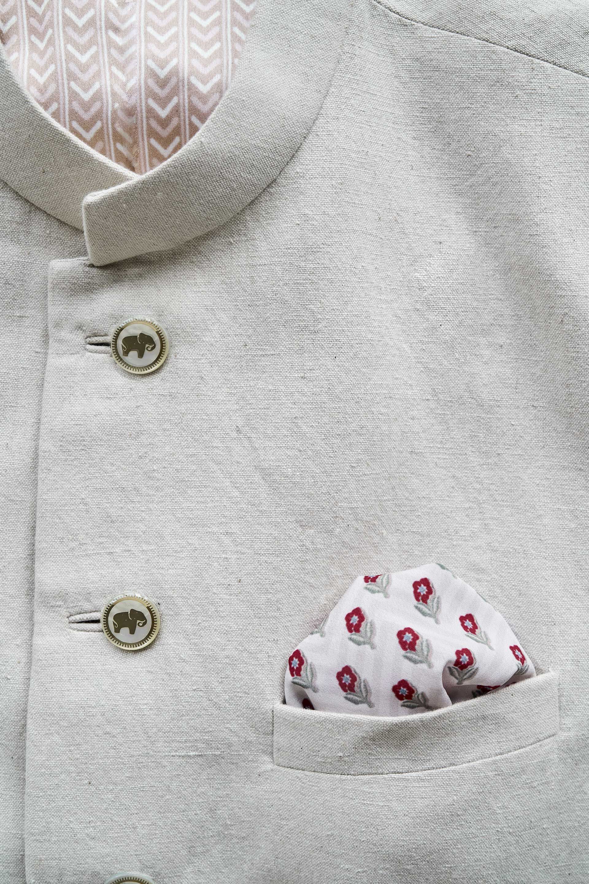 Ryaan Pocket Square - Off White, Off White, image 3