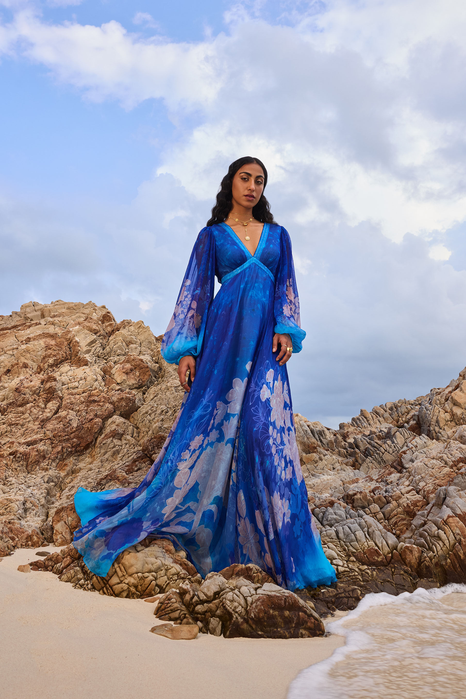 Talise Chiffon Gown - Blue, Blue, image 4