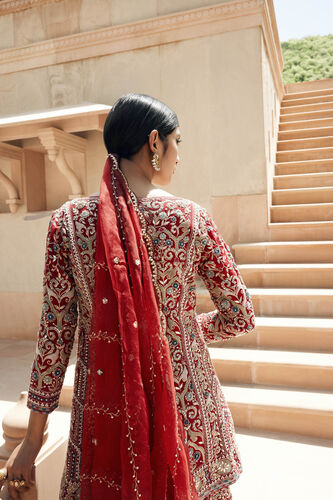 Chand Gota Patti & Resham Silk Gharara Set, Red, image 6