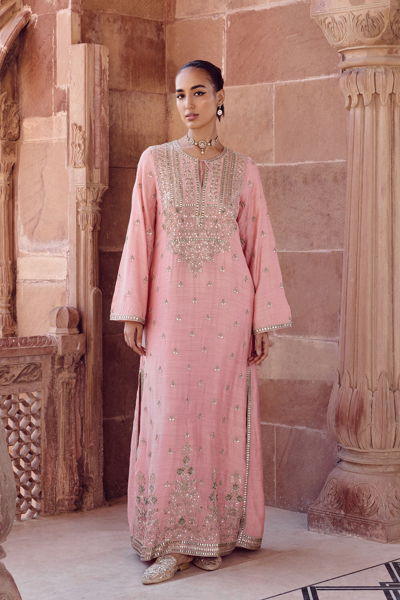 Buy Designer Iraja Gota Patti Silk Kaftan - Blush Online for Women from Anita Dongre F25A64_PINK Buy Designer Iraja Gota Patti Silk Kaftan - Blush Online for Women from Anita Dongre F25A64_PINK