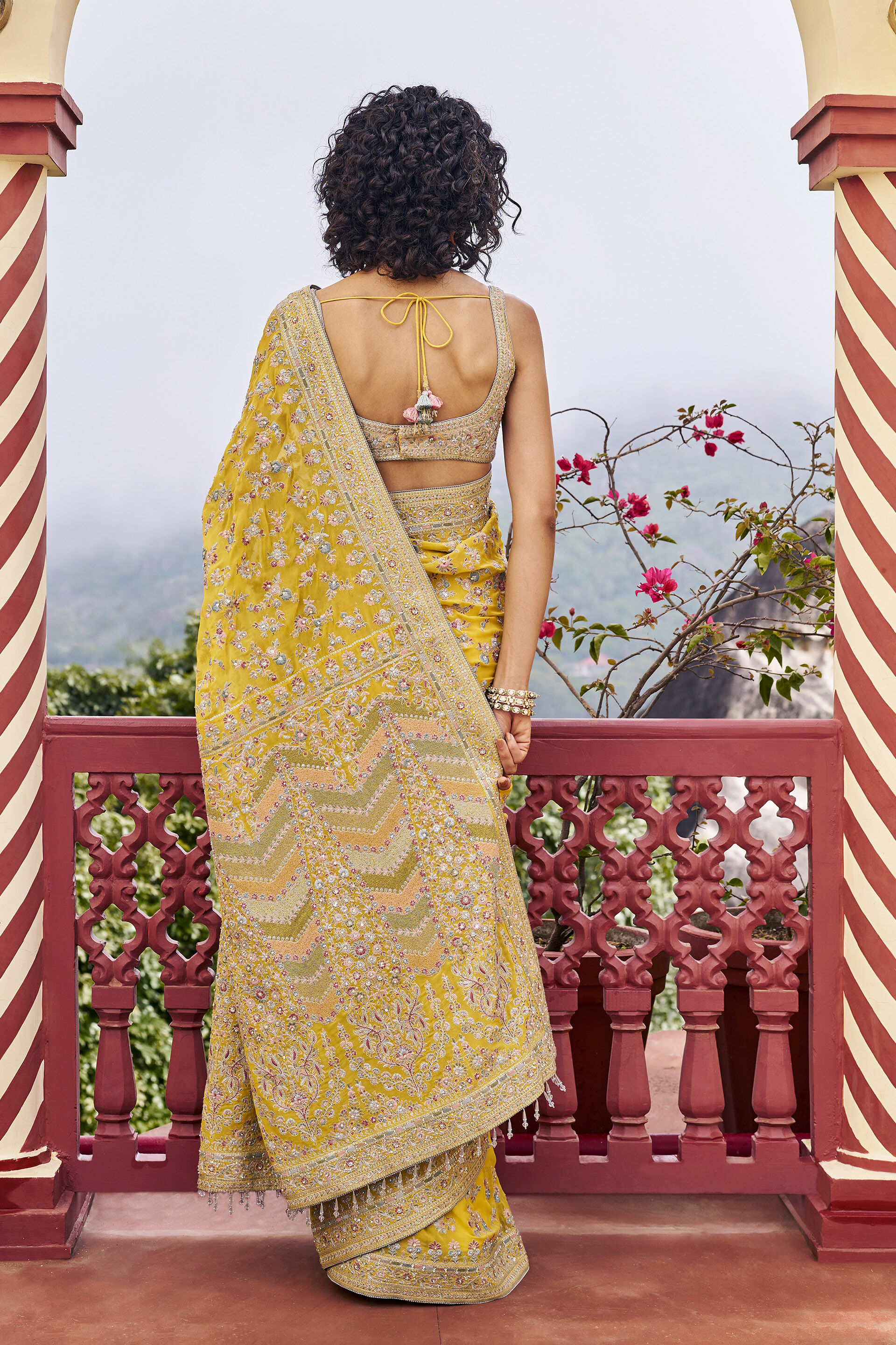 Emergence Embroidered Saree - ​Yellow