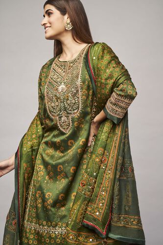 Tarita Ajrakh Sharara Set, Emerald Green, image 5