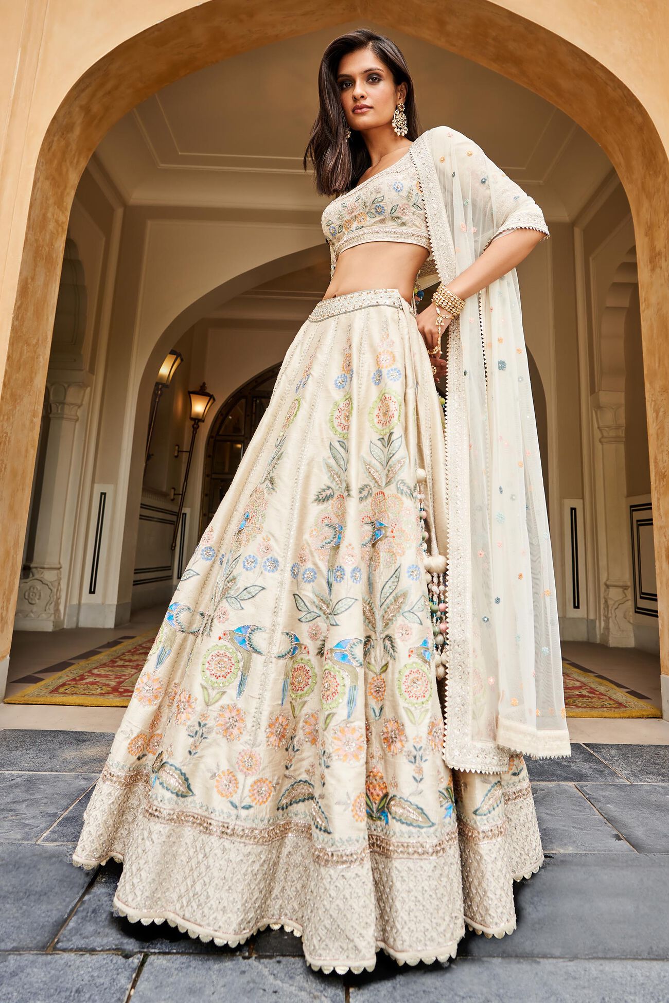 Qirat Lehenga, Ivory, image 2