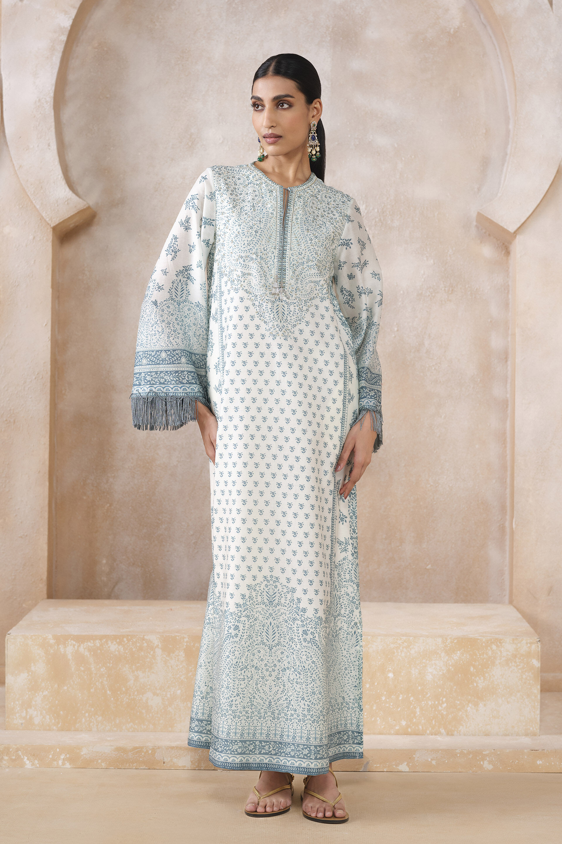 Anaya Silk Kaftan - White