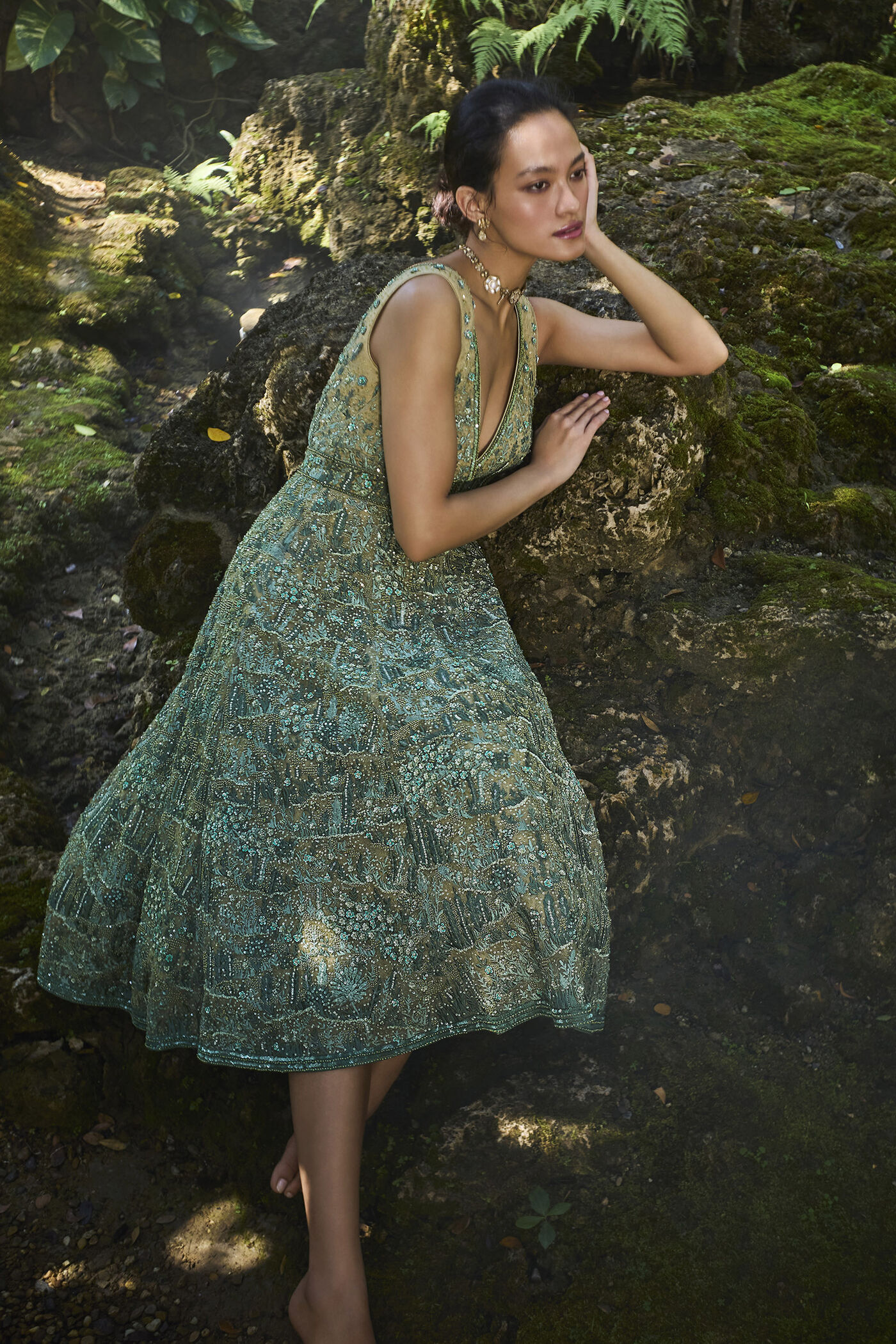 Grassland Embroidered Dress - Green Grassland Embroidered Dress - Green