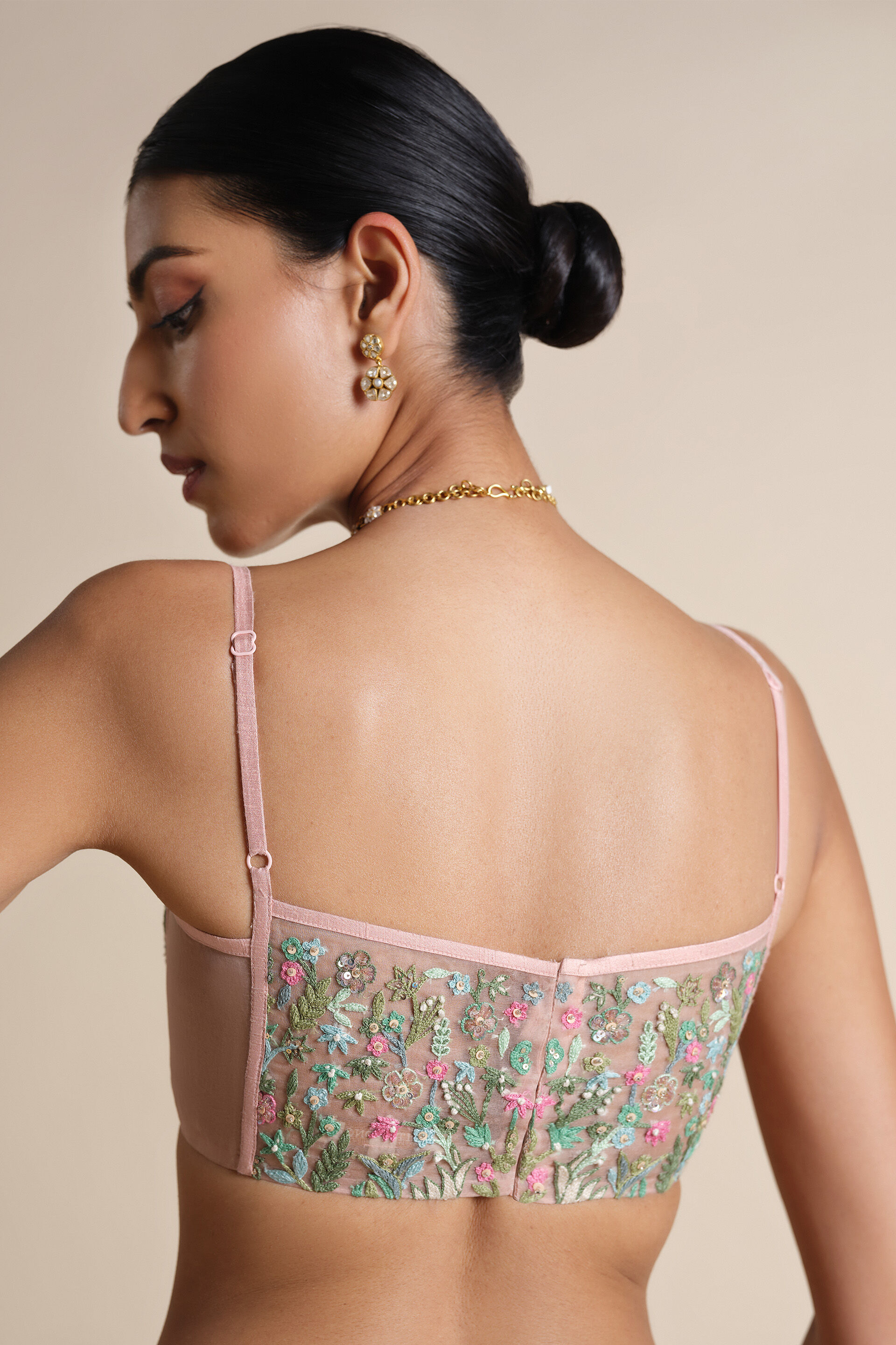Bluma Embroidered Silk Choli - Blush