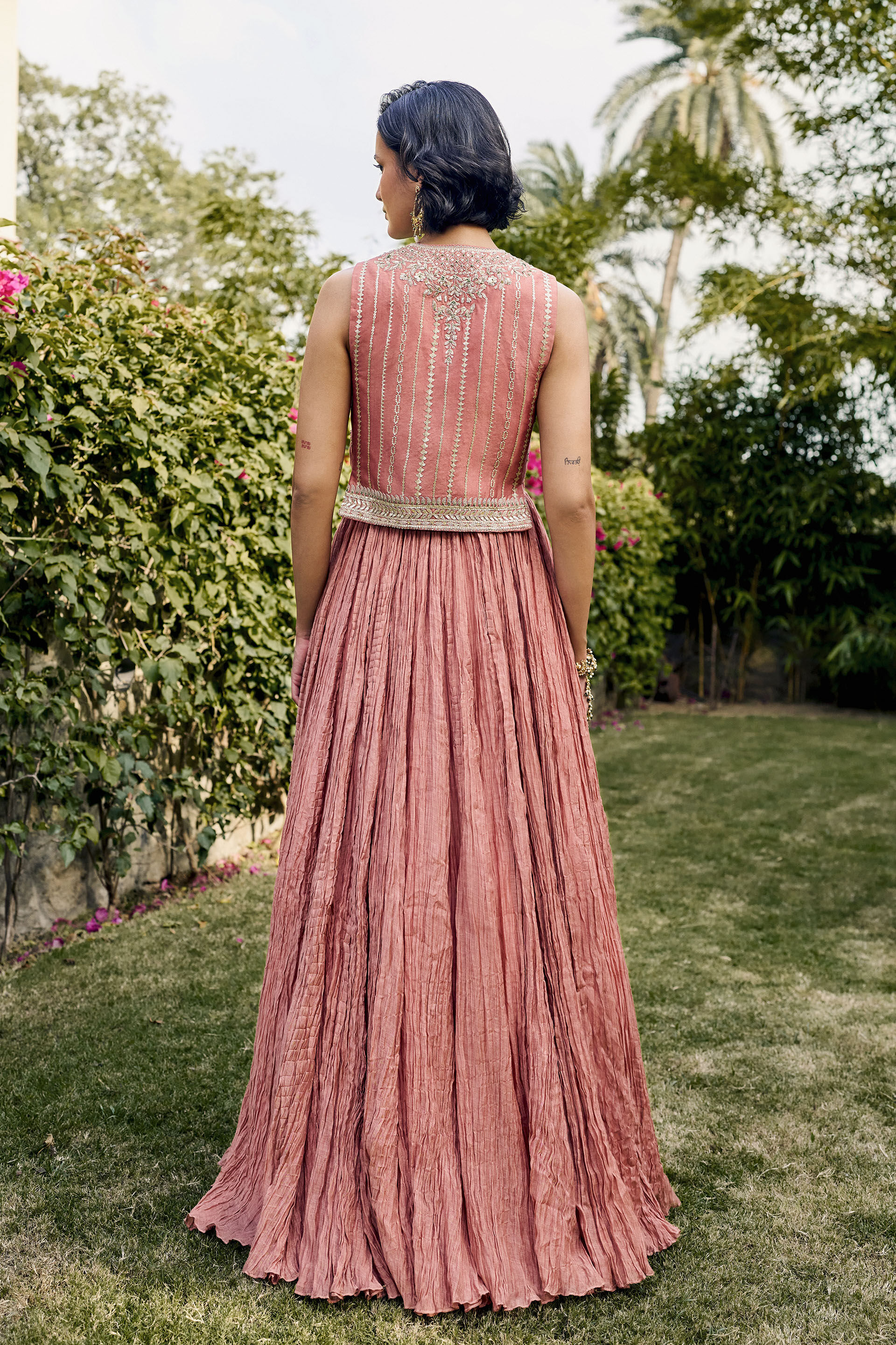 Memory Gota Patti Mul Skirt Set - ​Pink