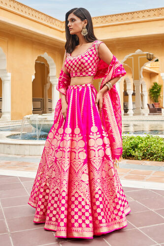 Zaina Lehenga Set, Hot Pink, image 2
