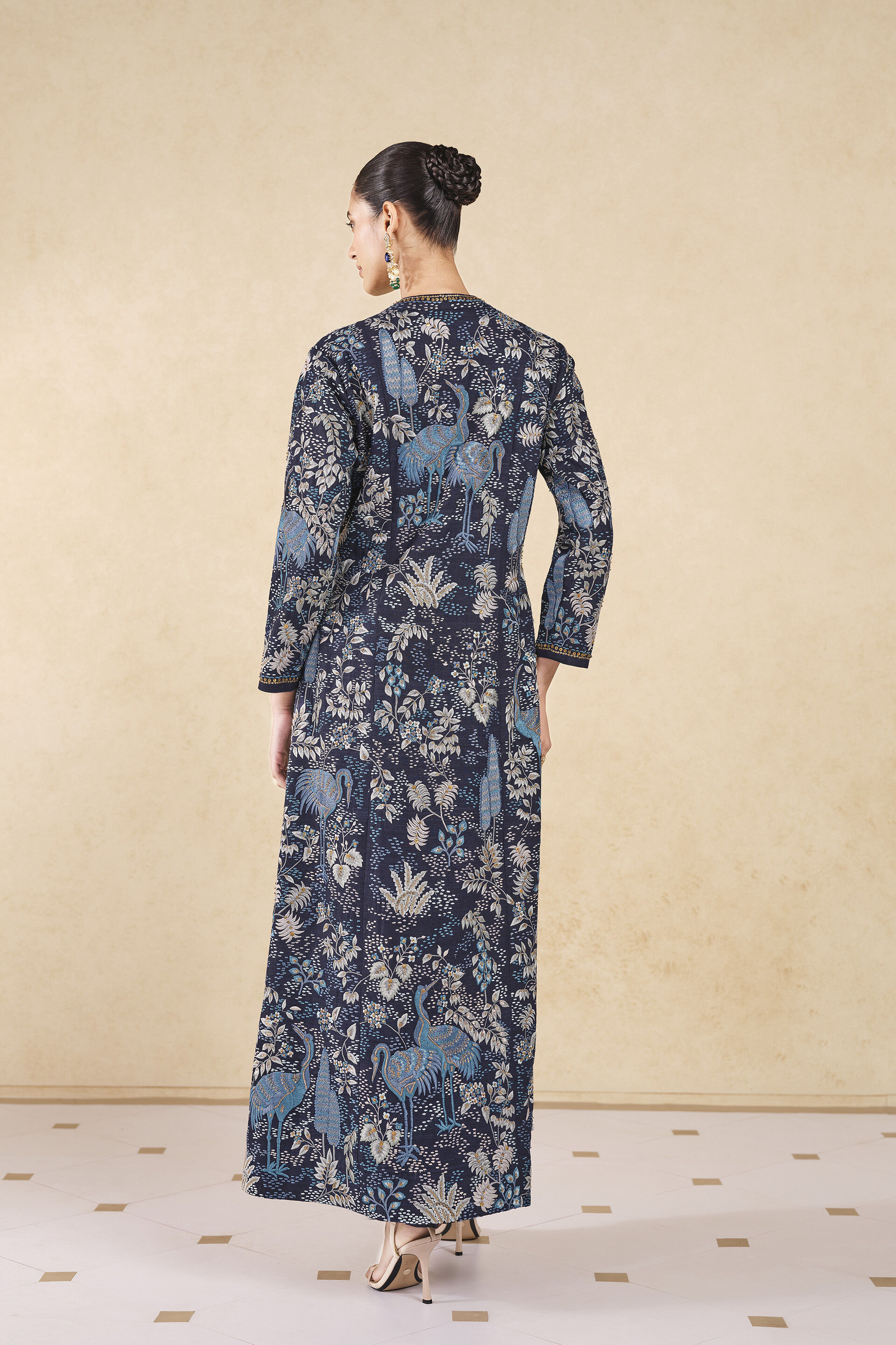 Shirina Embroidered Silk Jacket Set - Blue, Blue, image 2