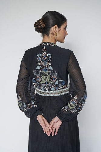 Balsam Embroidered Zardozi Silk Suit Set, Black, image 6