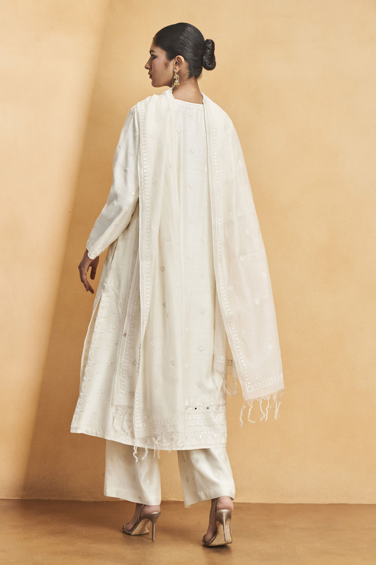 Samudra Embroidered Silk Suit Set - White, White, image 2