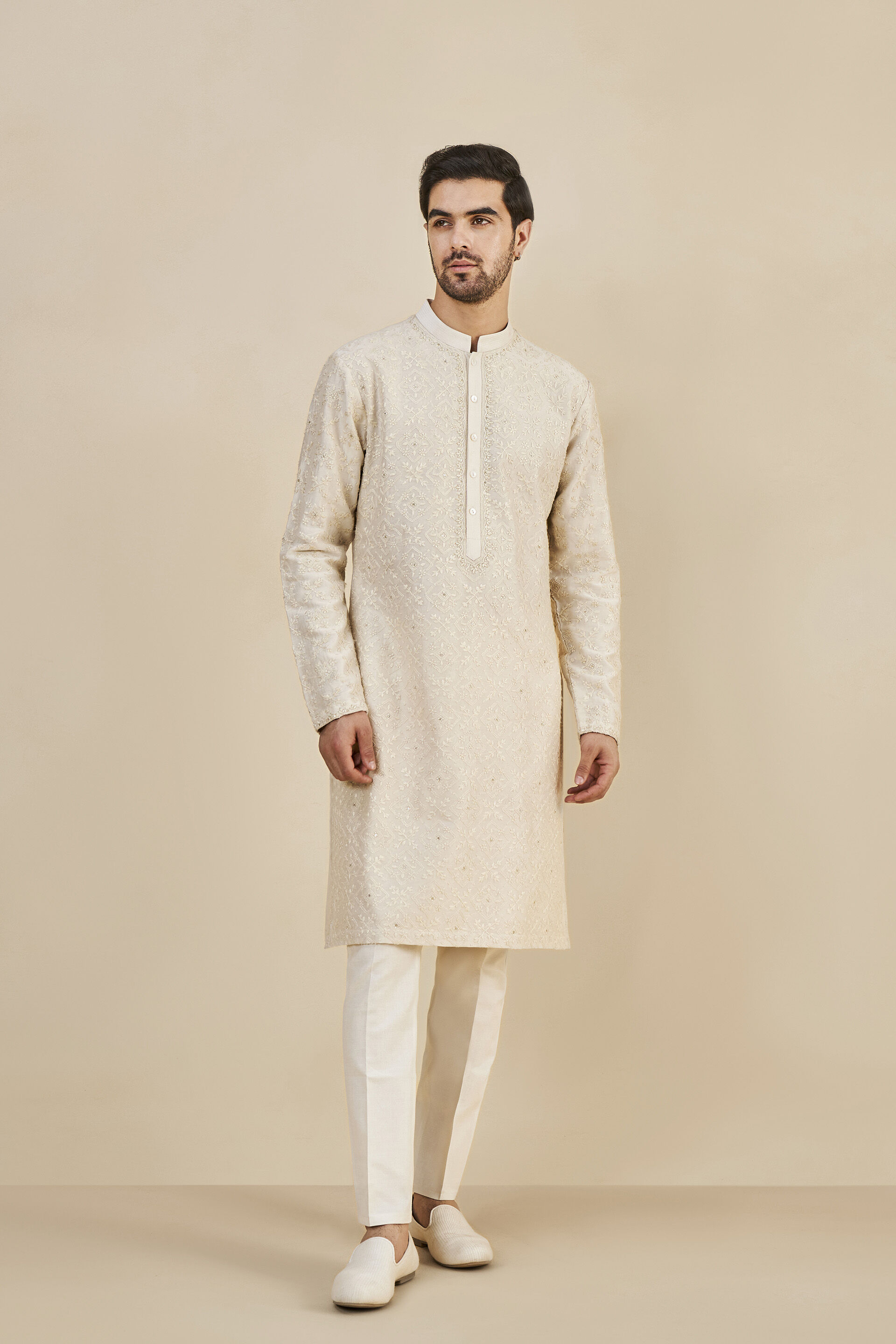 Stav Chikankari Kurta - Gold