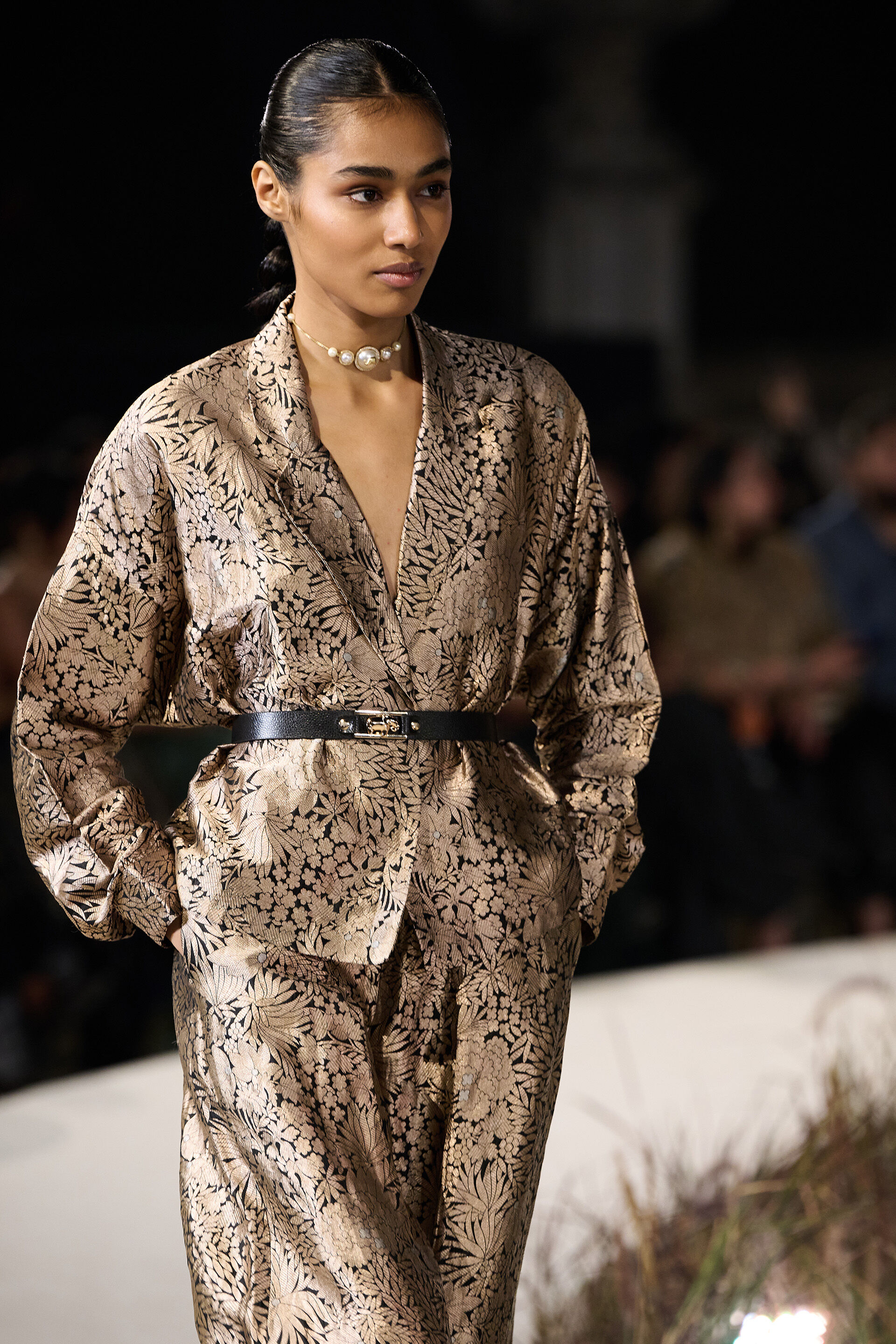 Divolka Handwoven Benarasi Silk Jacket Set - Black