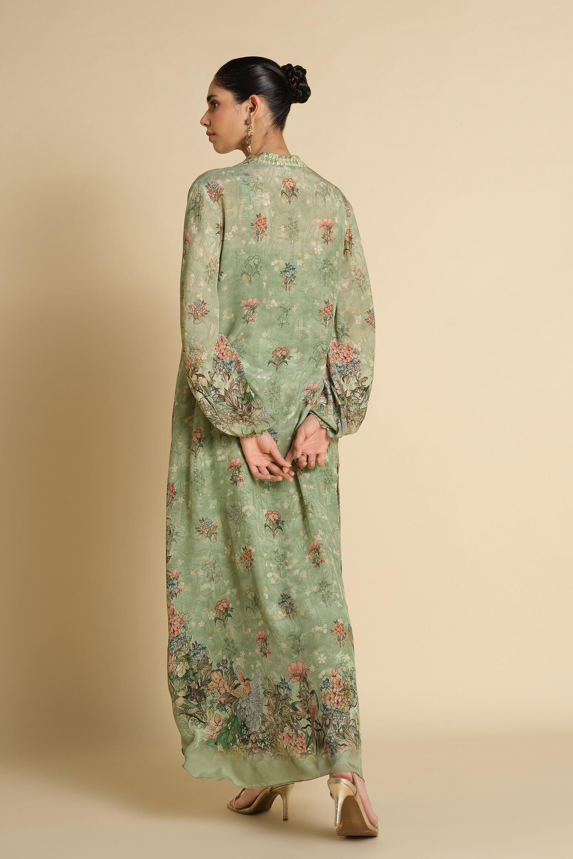 Fareeha Printed Kaftan - Sage