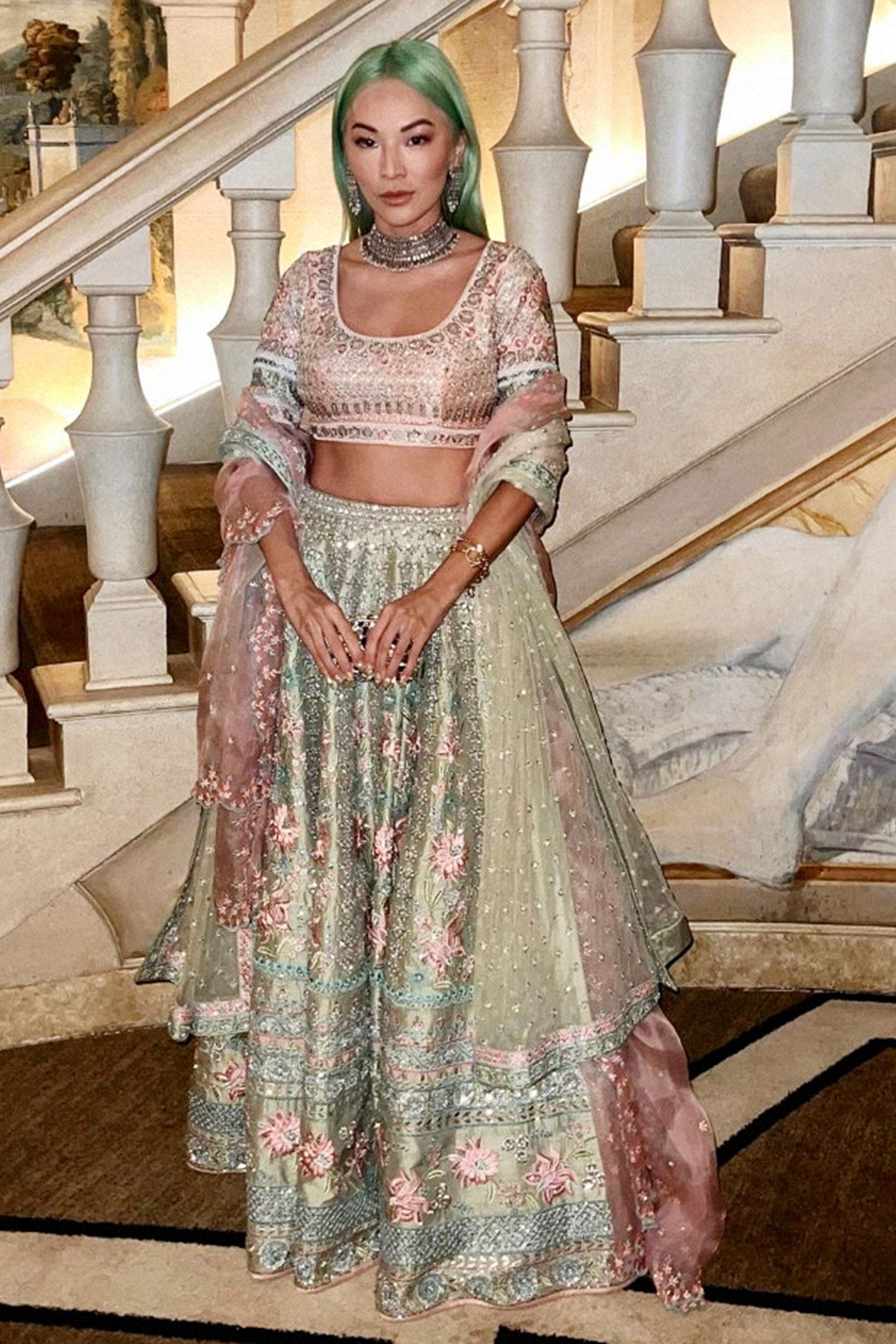 Writi Lehenga - Sage, , image 1