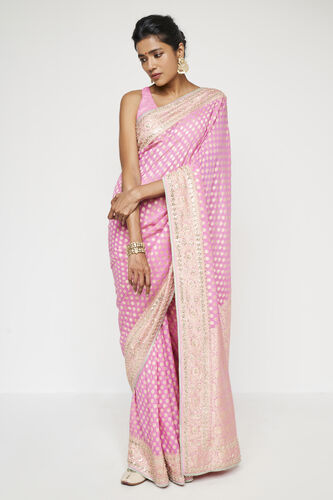 Ekisha Benarasi Saree - Pink, Pink, image 1
