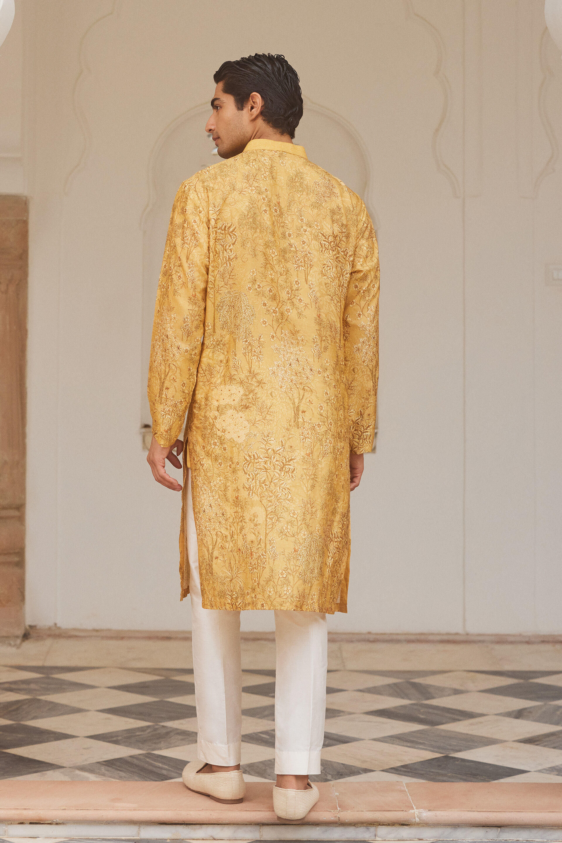 Udyat Silk Kurta - Mustard