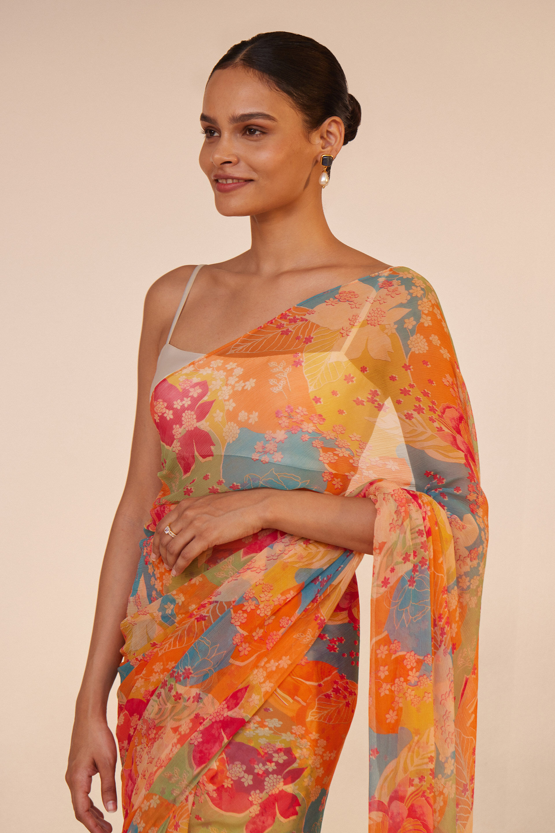 Elowen Saree Set - Orange, Orange, image 4