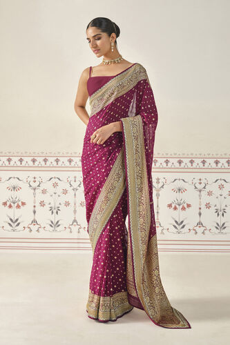 Upadhriti Handwoven Benarasi Silk Saree - Maroon, Maroon, image 1