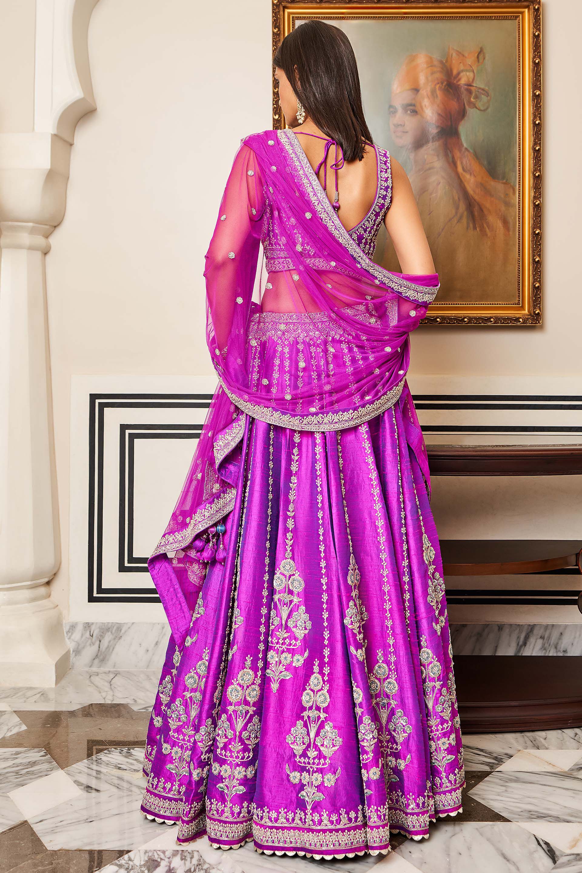 Buy Pink & Purple Sequins Georgette Lehenga Choli With Dupatta Online At  Zeel Clothing