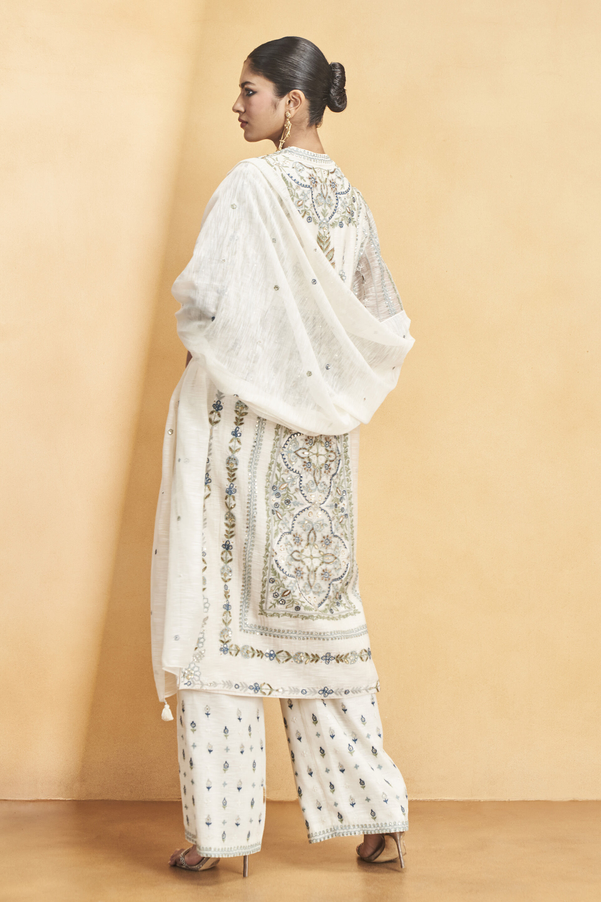 Sabela SEWA Hand-embroidered Mul Suit Set - Ivory, Ivory, image 2
