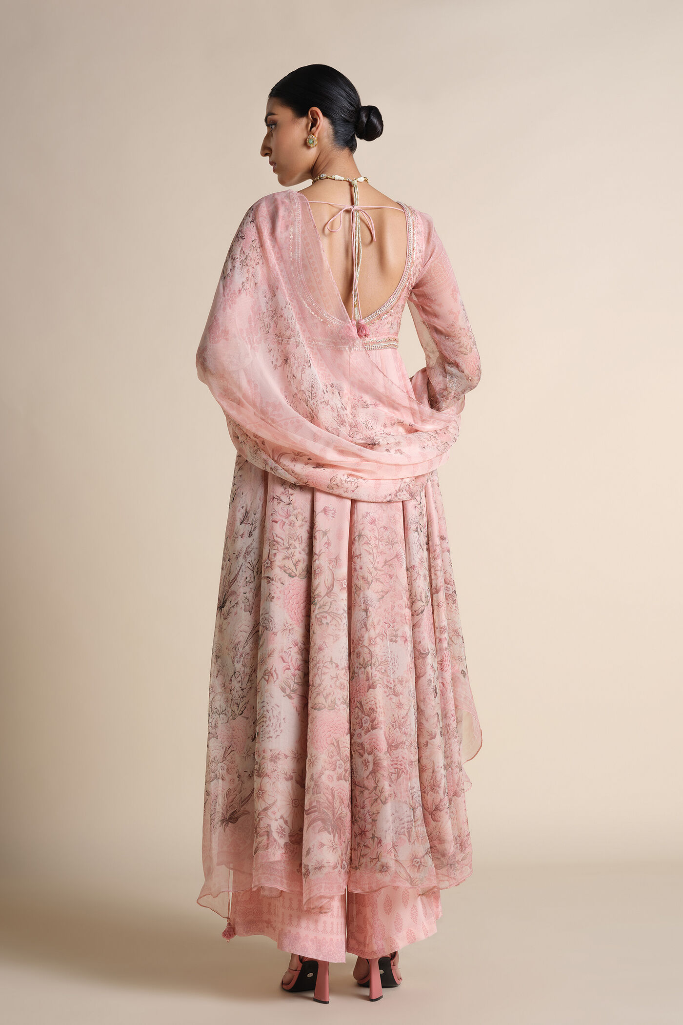 anarkali dress in silk Dark Green Silk Anarkali Suit With Floral Print