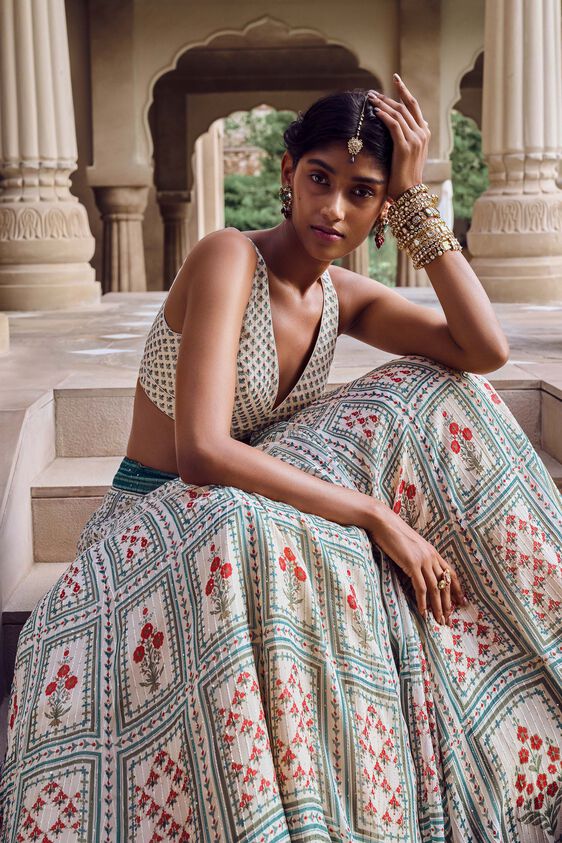 Dua Lehenga, Cream, image 4