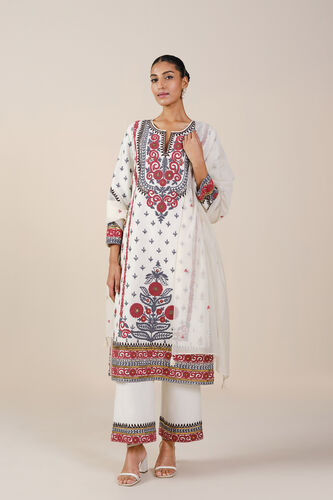 Flowers Of The Forest Embroidered Cord Silk Suit Set - White, White, image 1