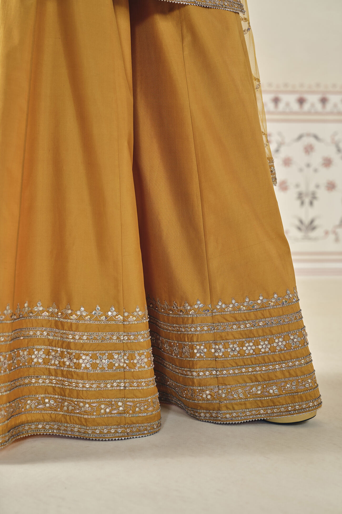 Sidra Gota Patti Silk Sharara Set - Mustard, Mustard, image 6