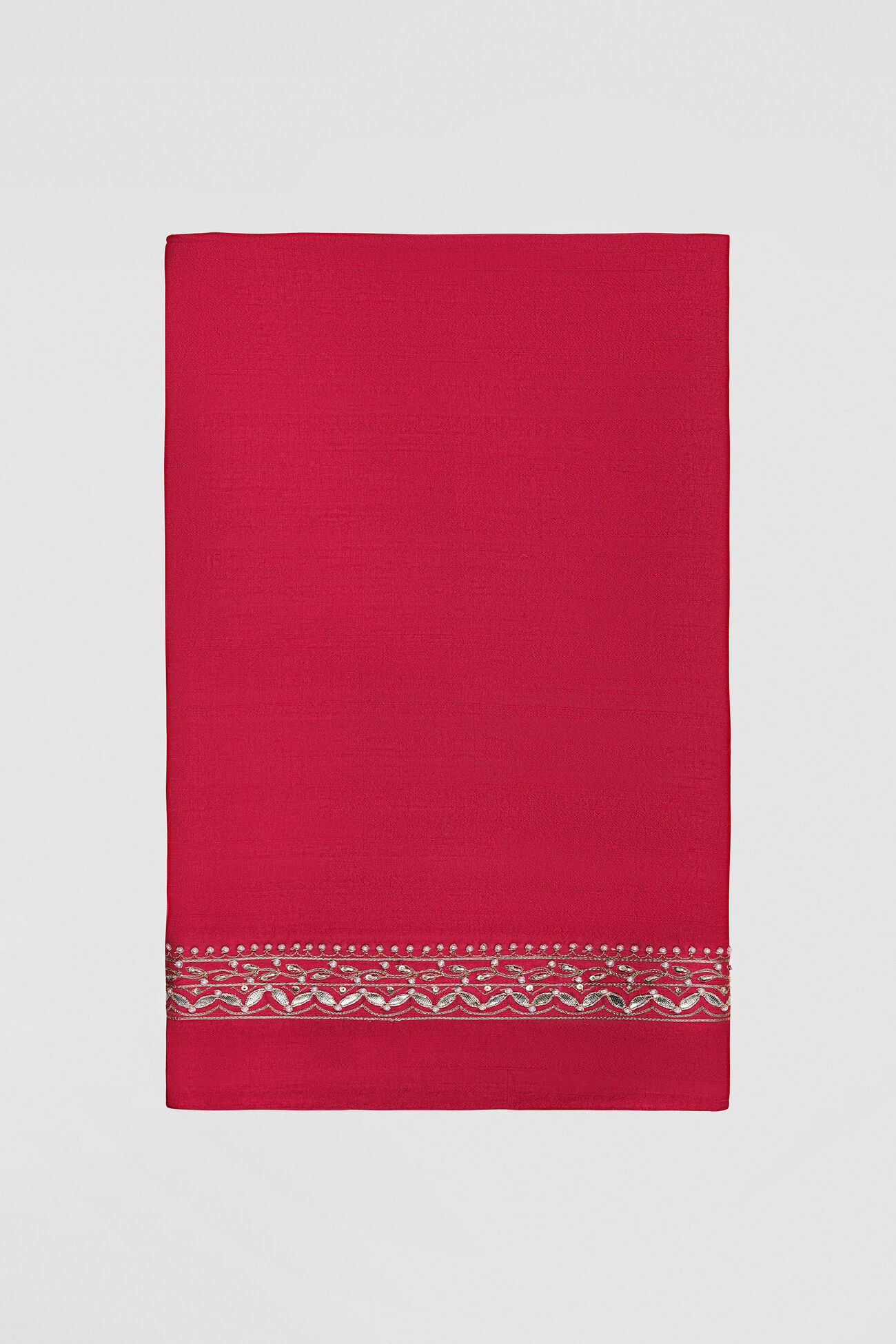 Anushna Handcrafted Badla Georgette Saree, Red, image 4