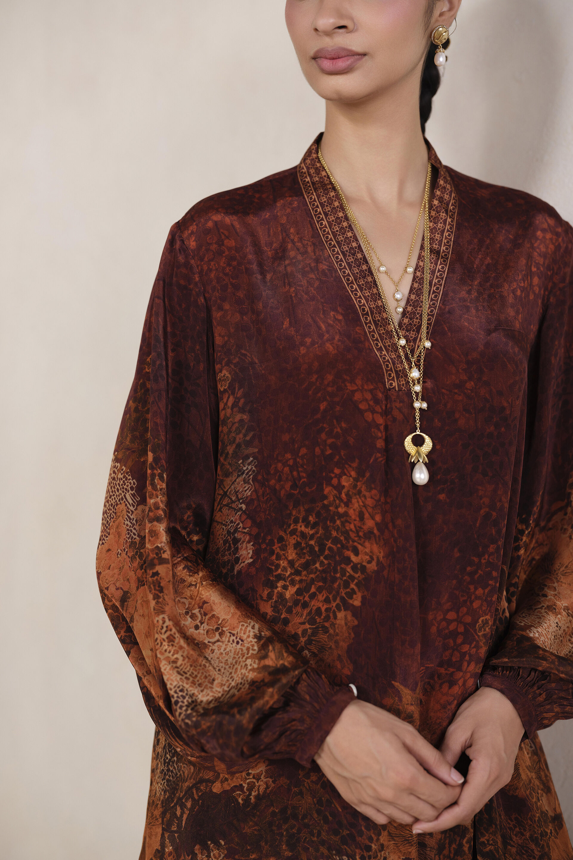 Rhea Printed Co-ord in Rust, Rust, image 4
