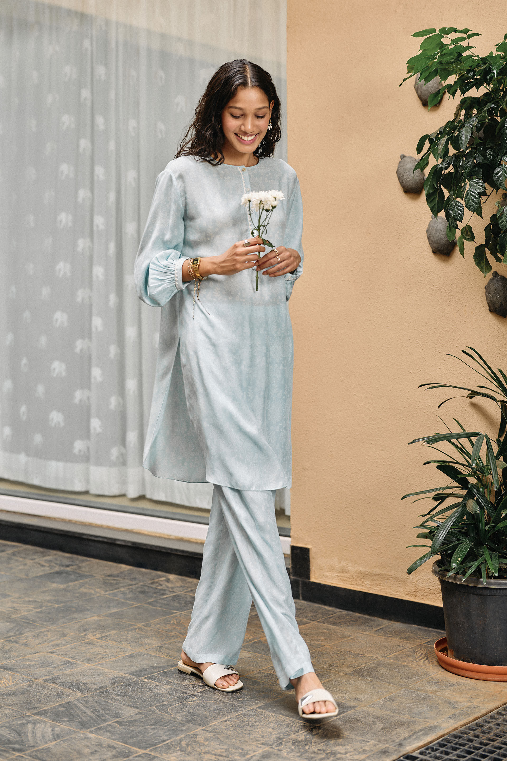 Tree Breeze Hand block Printed Coord Blue