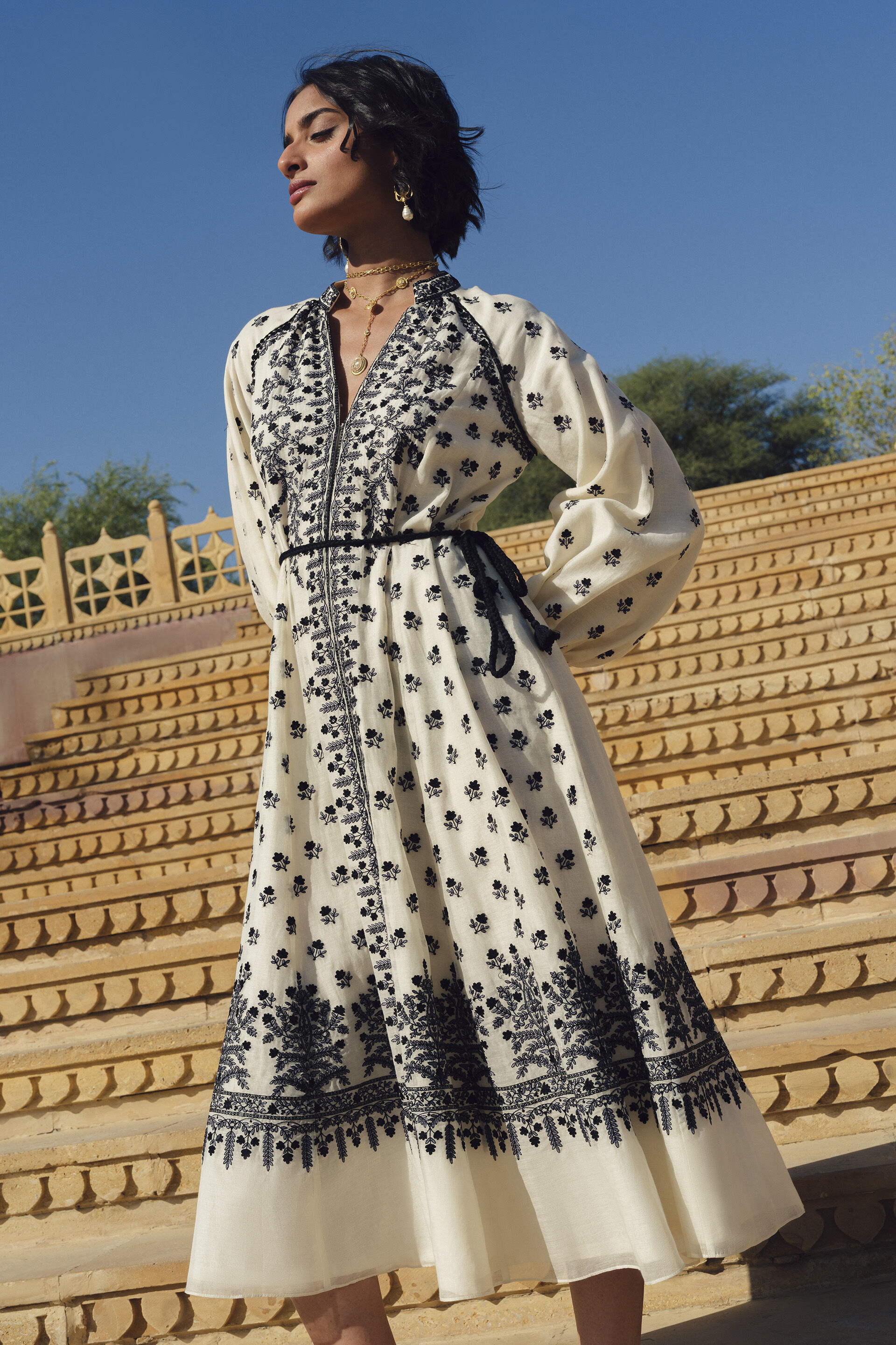 Sawsan Embroidered Mul Dress - White, White, image 3