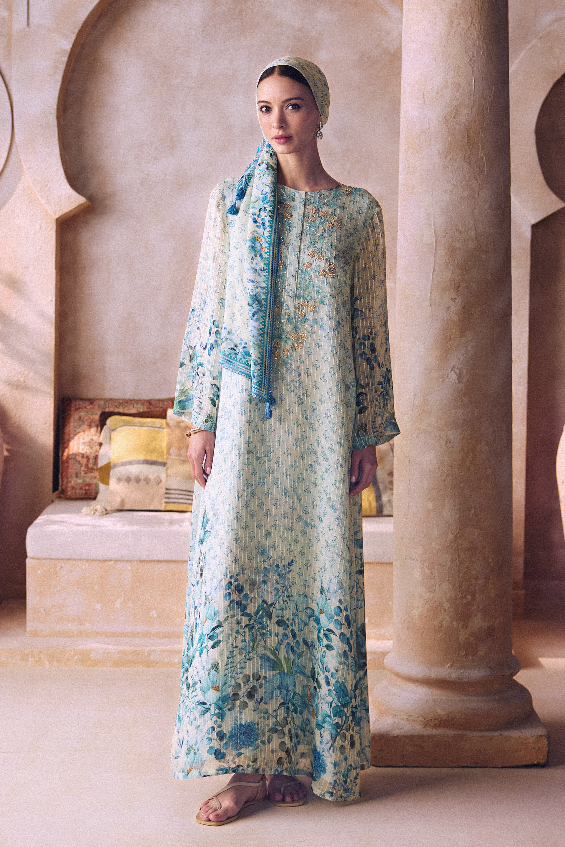 Anum Kaftan - Powder Blue