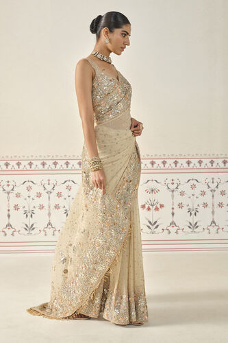 Nabanita Gota Patti Georgette Saree - Flesh, Beige, image 3